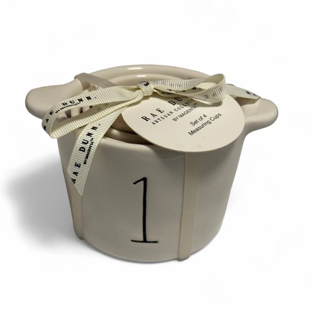 Rae Dunn NWT Ceramic measuring cups set of 4 coquette home cottagecore whimsy